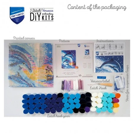 Kit Latch Hook - Delfines En Una Atmósfera Tropical - Vervaco 5 Kit Latch Hook - Delfines En Una Atmósfera Tropical - Vervaco - Imagen 3
