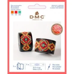Kit Pulsera Ancha Simil Cuero Para Bordar - DMC -Las Tijeras Magicas Tienda kit pulsera ancha simil cuero para bordar dmc 3