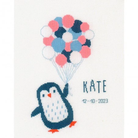 Kit Punto De Cruz - Pingüino Bienvenida De Nacimiento - Vervaco 4 Kit Punto De Cruz - Pingüino Bienvenida De Nacimiento - Vervaco - Imagen 2