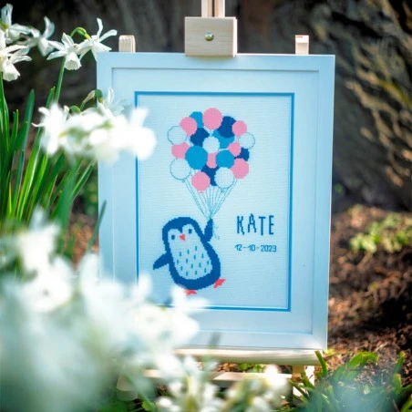 Kit Punto De Cruz - Pingüino Bienvenida De Nacimiento - Vervaco 3 Kit Punto De Cruz - Pingüino Bienvenida De Nacimiento - Vervaco