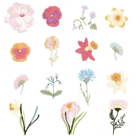 Kit Stick & Stitch - Flores - Rico Design 3 Kit Stick & Stitch - Flores - Rico Design