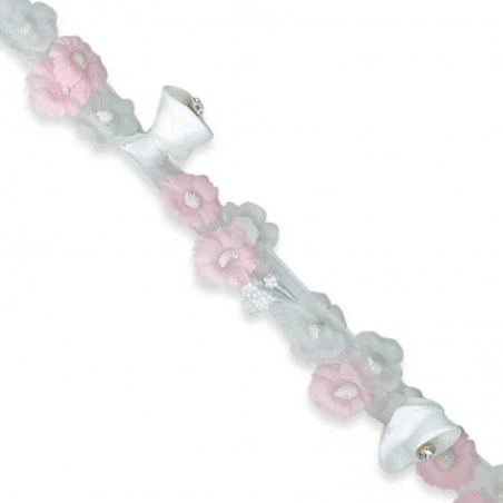 Pasamanería Con Flores Cala Blancas Y Rosas 23 Mm 3 Pasamanería Con Flores Cala Blancas Y Rosas 23 Mm