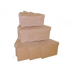 Set De 3 Cajas De Papel Maché árboles De Navidad