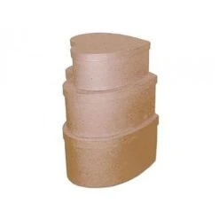Set De 3 Cajas De Papel Maché Corazón