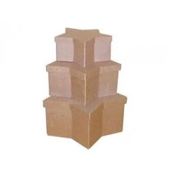 Set De 3 Cajas De Papel Maché Estrellas