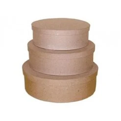 Set De 3 Cajas De Papel Maché Ovales