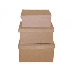 Set De 3 Cajas De Papel Maché Rectangulares