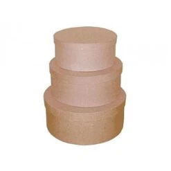 Set De 3 Cajas De Papel Maché Redondas