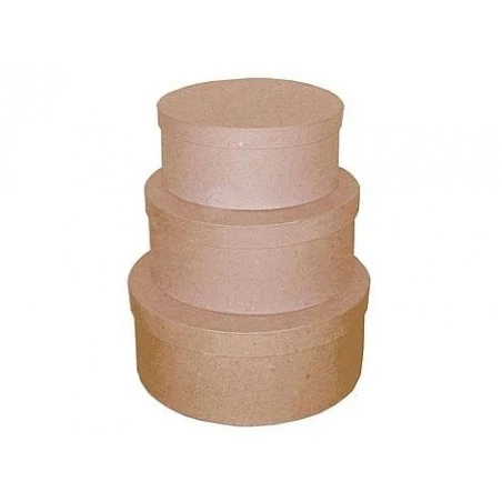 Set De 3 Cajas De Papel Maché Redondas 3 Set De 3 Cajas De Papel Maché Redondas