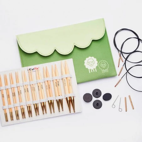 Set De Agujas Circulares Intercambiables Bamboo Deluxe - KnitPro 3 Set De Agujas Circulares Intercambiables Bamboo Deluxe - KnitPro