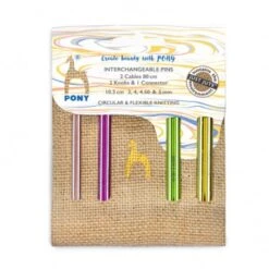 Set De Agujas Circulares Intercambiables De Colores Con Estuche De Yute - Pony