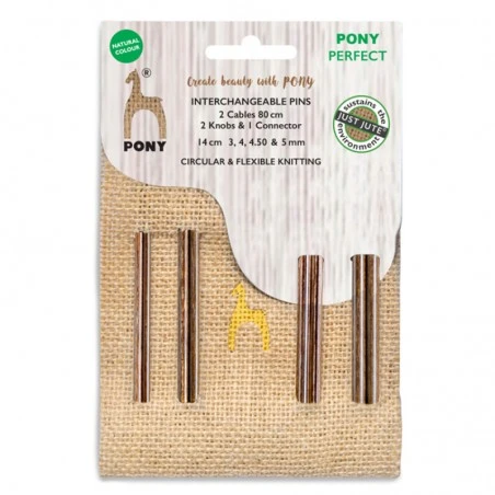 Set De Agujas Circulares Intercambiables De Madera Con Estuche De Yute - Pony 3 Set De Agujas Circulares Intercambiables De Madera Con Estuche De Yute - Pony