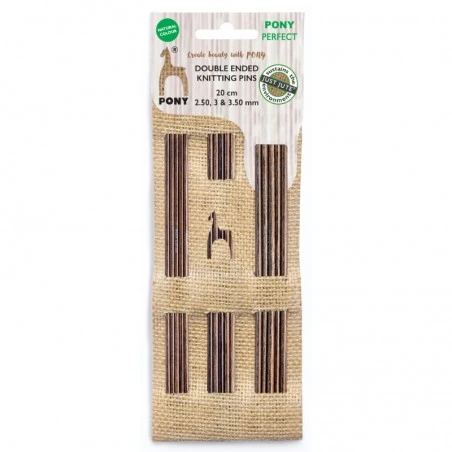 Set De Agujas De Doble Punta 20 Cm De Madera Con Estuche De Yute - Pony 3 Set De Agujas De Doble Punta 20 Cm De Madera Con Estuche De Yute - Pony