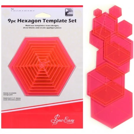 Set De 9 Plantillas Hexagonales Sew Easy 3 Set De 9 Plantillas Hexagonales Sew Easy