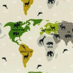 Tela Cretona - Mapa Animales