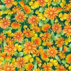 Tela De Algodón - Orange Flowers. Honey Flower - Robert Kaufman