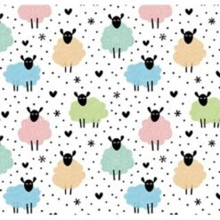 Tela De Algodón - Ovejas Multicolor