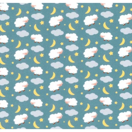 Tela De Algodón - Ovejitas Noche 3 Tela De Algodón - Ovejitas Noche