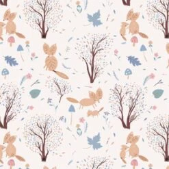 Tela Jersey Katia - Foxes Stamp