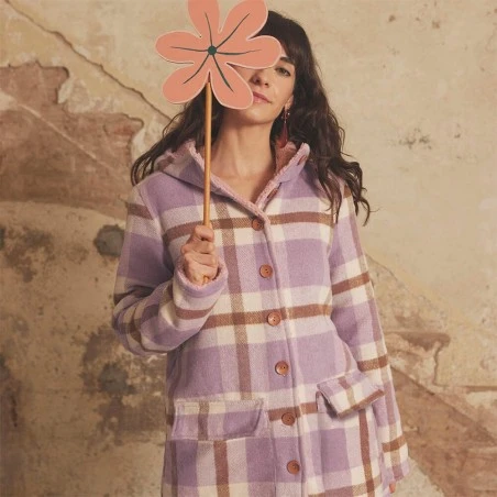 Tela Plaid Big Flannel Katia - Lilac & Coffee 4 Tela Plaid Big Flannel Katia - Lilac & Coffee - Imagen 2