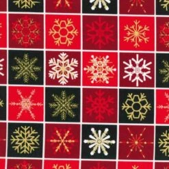 Tela Poplin - Copos De Nieve - Cuadritos