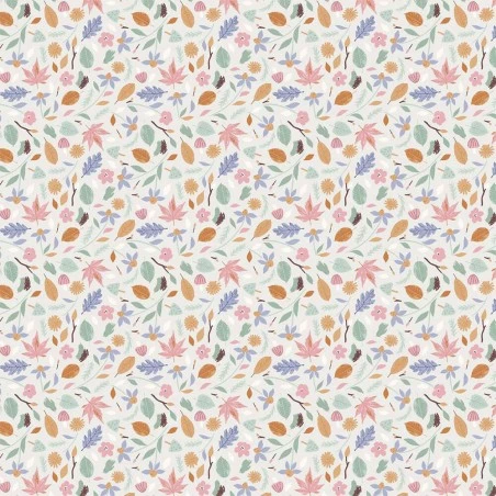 Tela Poplin Katia - Leaves Stamp 3 Tela Poplin Katia - Leaves Stamp